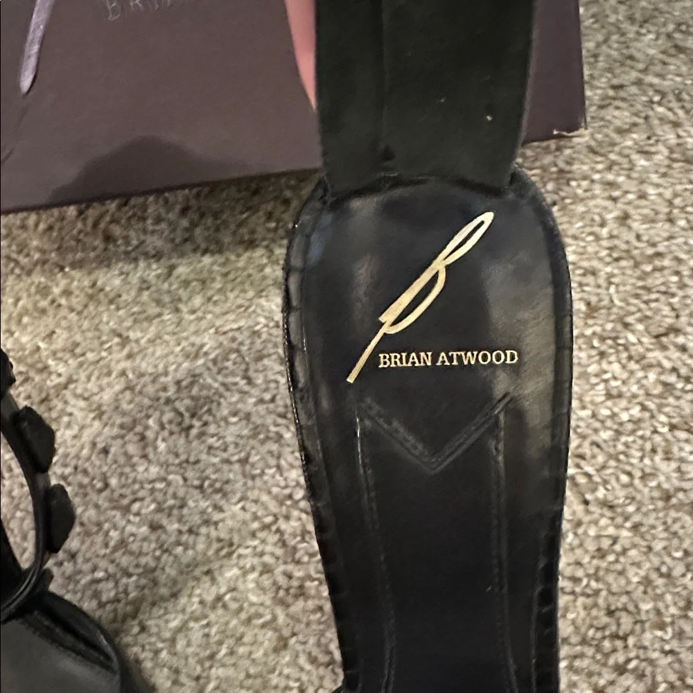 Brian Atwood Black Leather Studded Back Zip D'Orsay Ankle Band Stiletto's | 7.5